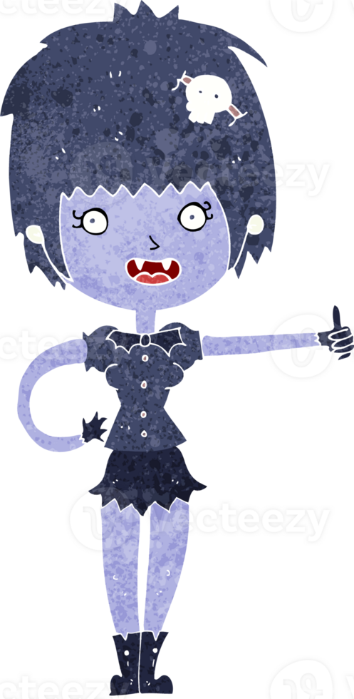 cartoon vampire girl giving thumbs up sign png