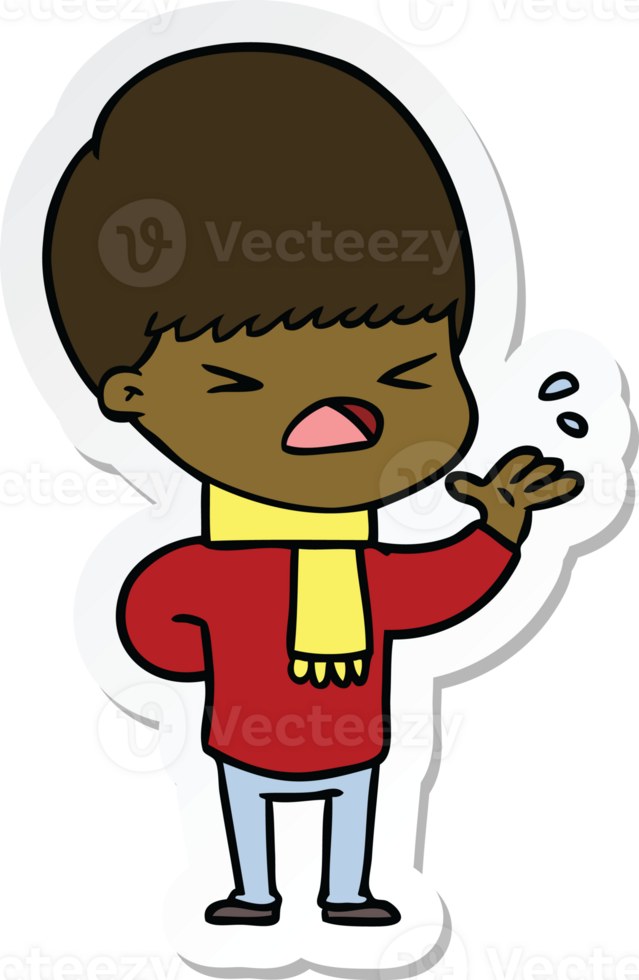 sticker of a cartoon stressed man png