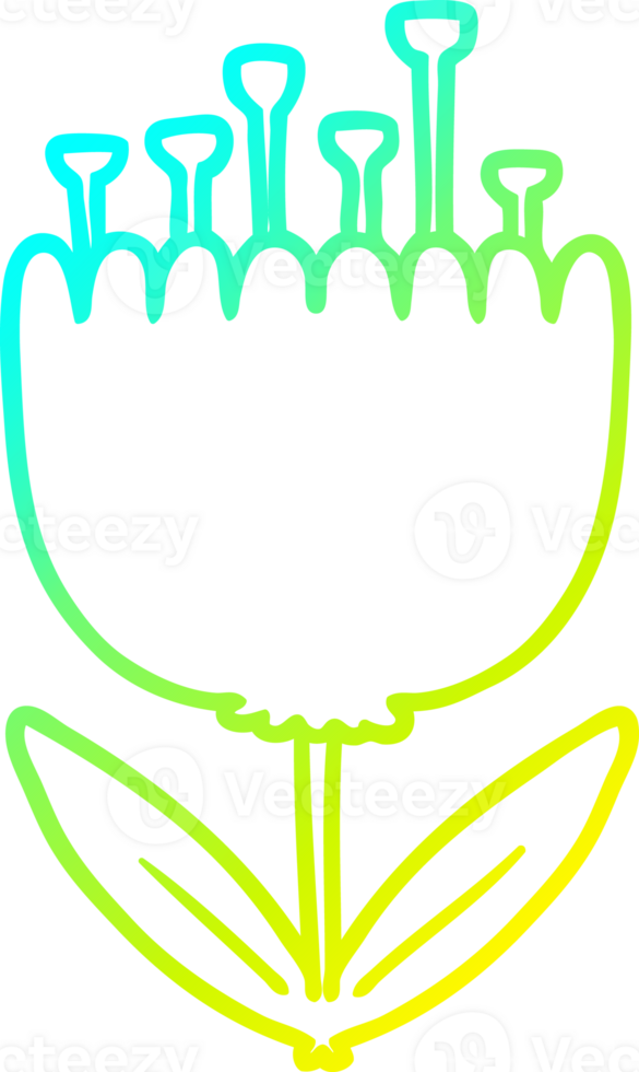cold gradient line drawing of a cartoon flower png