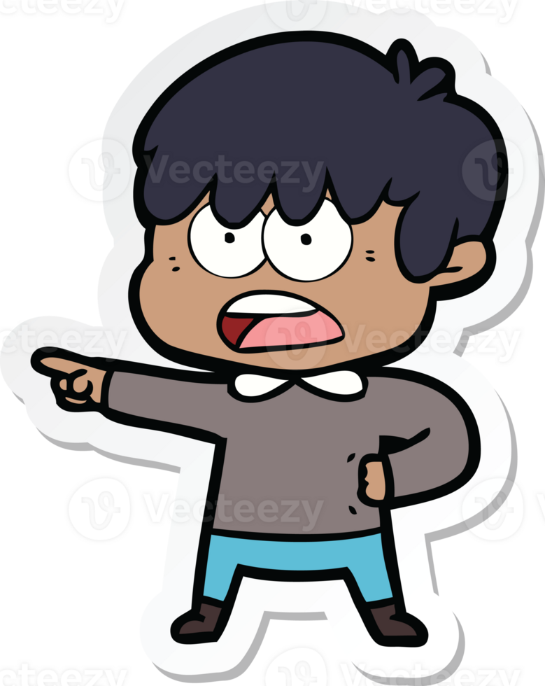 sticker of a worried cartoon boy png