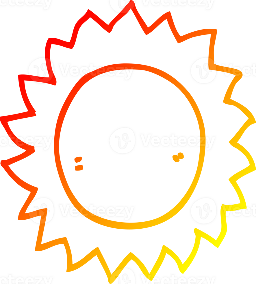 warm gradient line drawing of a cartoon sun png