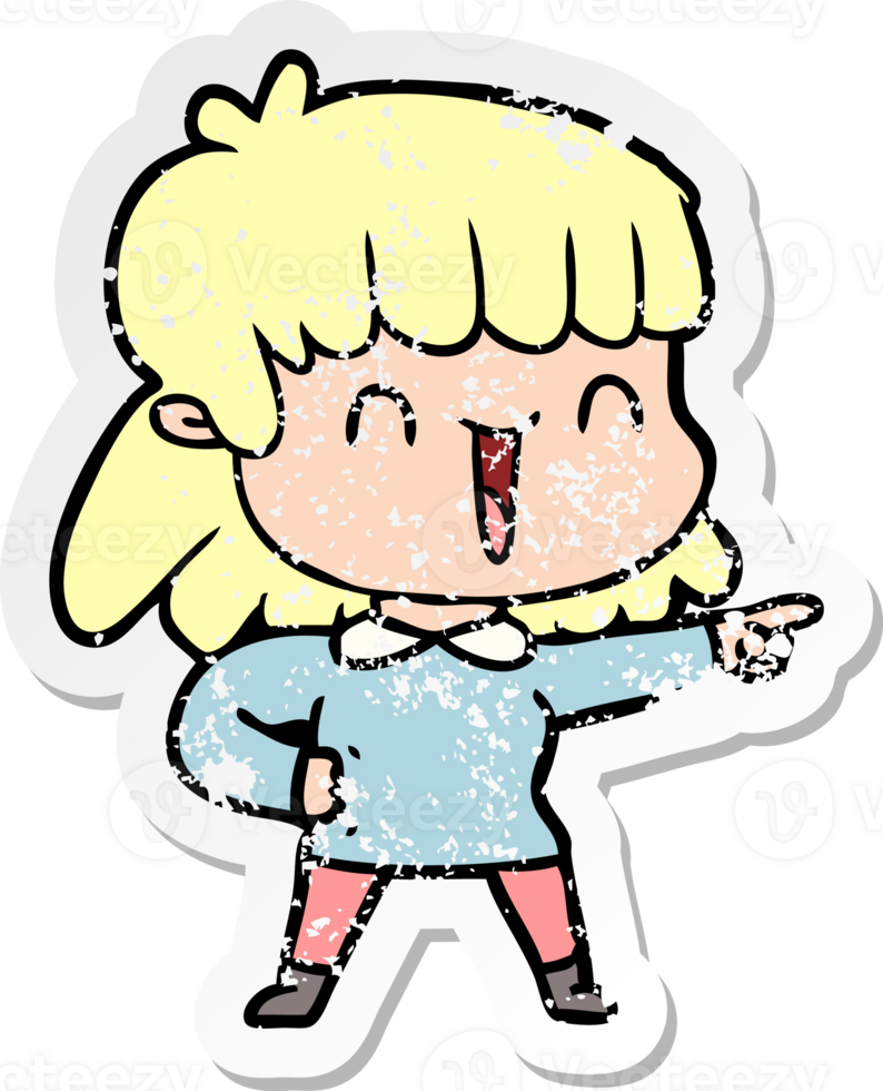 distressed sticker of a cartoon woman png