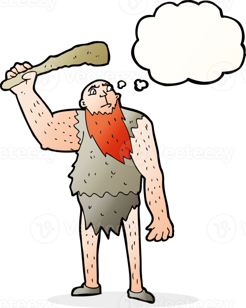 cartoon neanderthal with thought bubble png