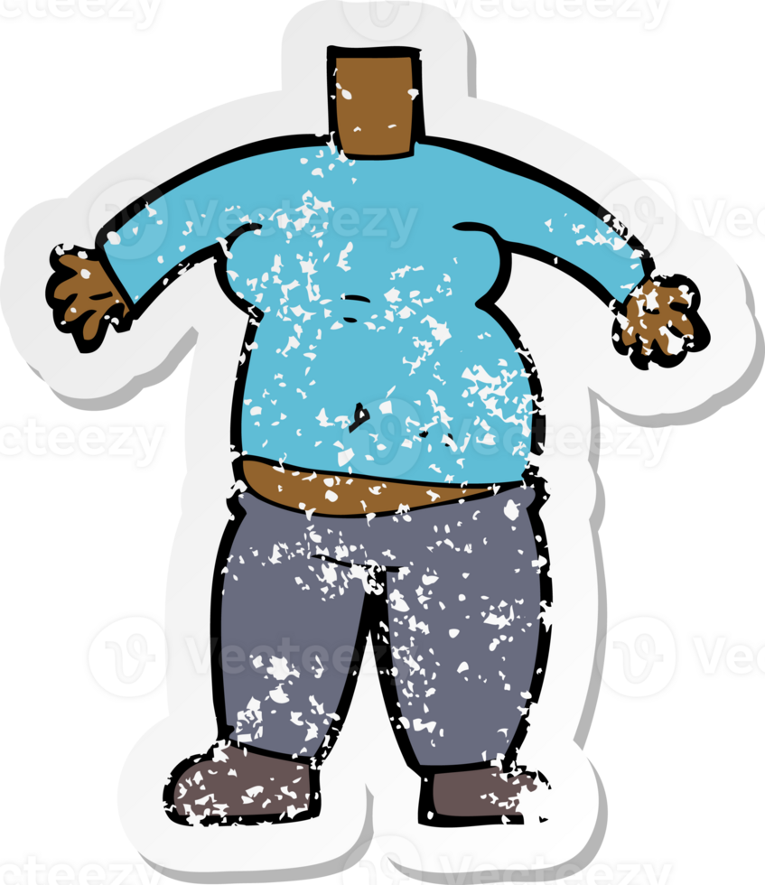 retro distressed sticker of a cartoon body png