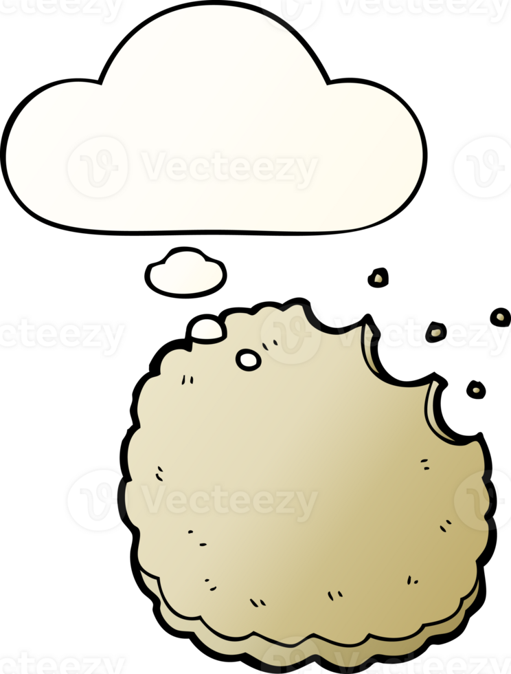 cartoon biscuit with thought bubble in smooth gradient style png