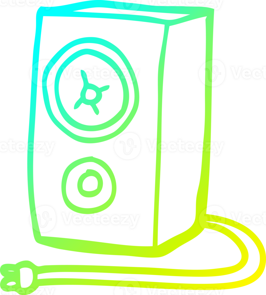 cold gradient line drawing of a cartoon old wood speaker png