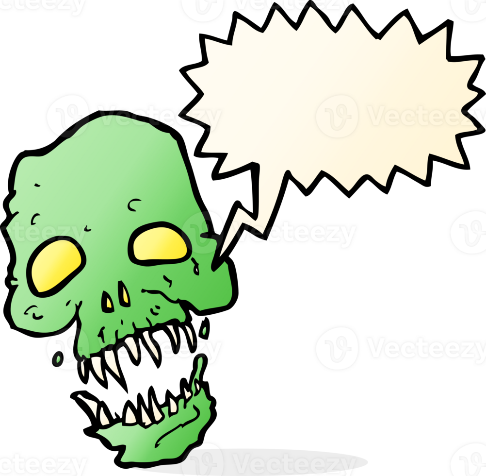 cartoon scary skull with speech bubble png
