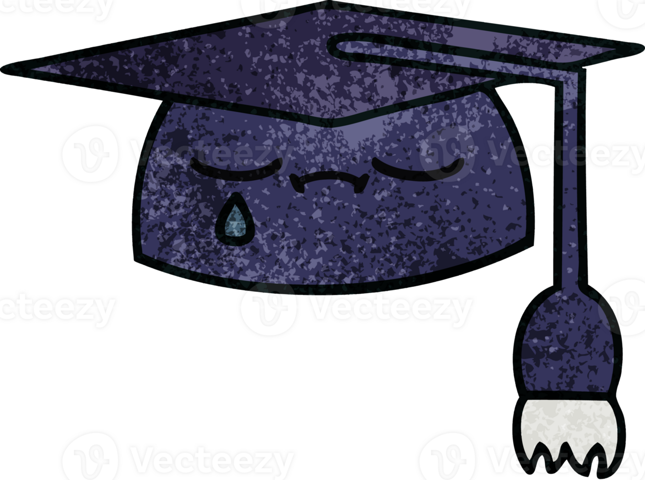 retro grunge texture cartoon of a graduation hat png