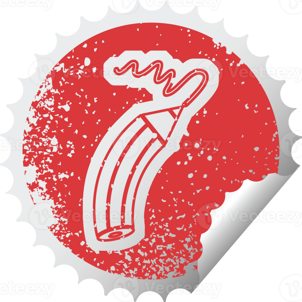 distressed sticker icon illustration of a pencil drawing a line png