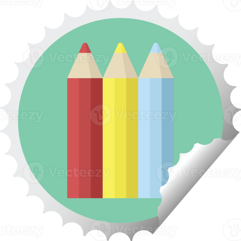 color pencils graphic   illustration round sticker stamp png