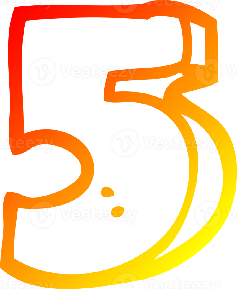 warm gradient line drawing of a cartoon number five png
