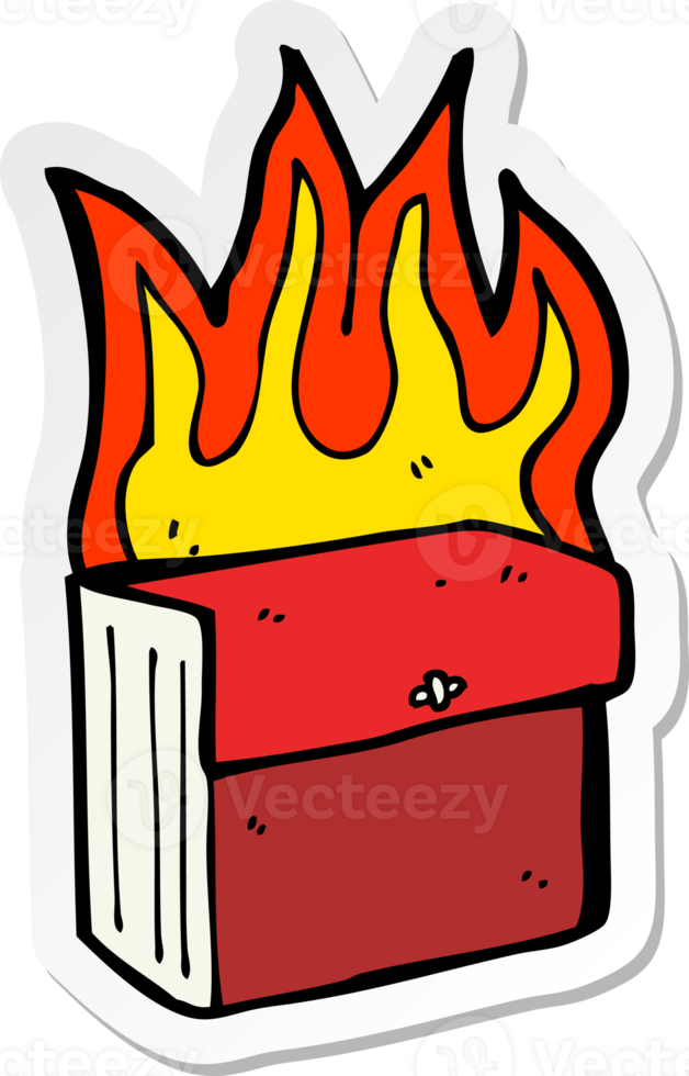 sticker of a cartoon burning business files png