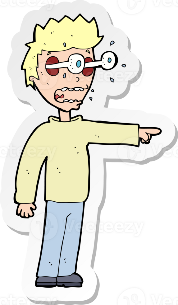 sticker of a cartoon man with popping out eyes png