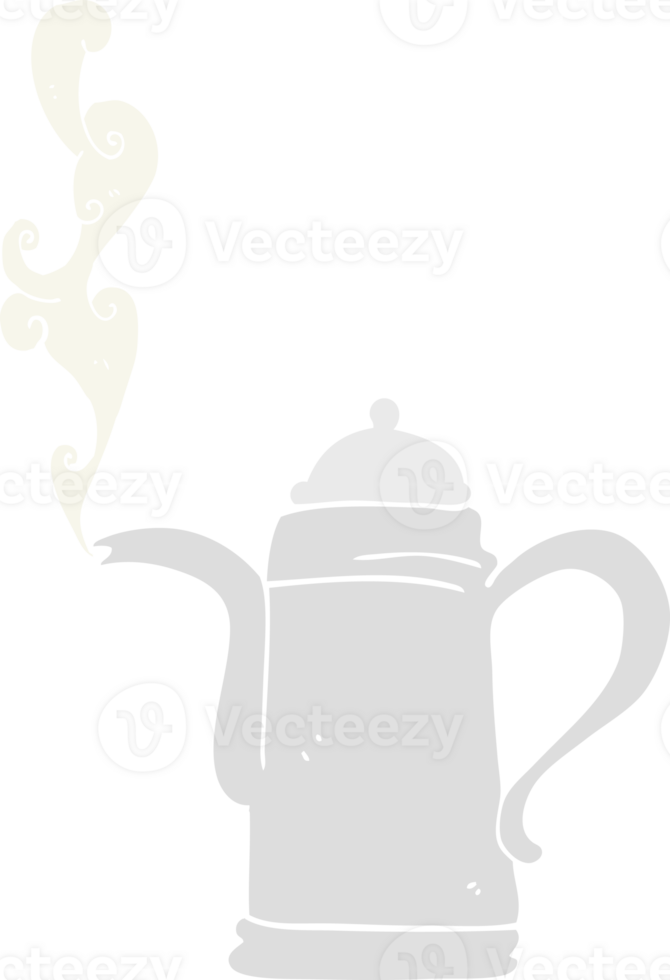 flat color illustration of steaming coffee kettle png
