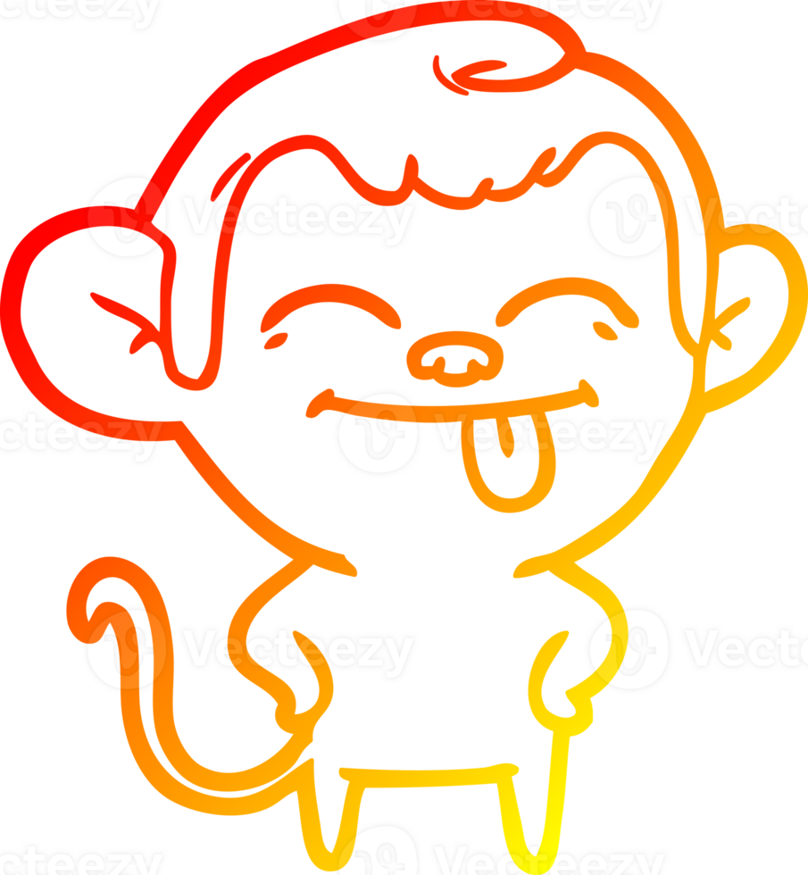 warm gradient line drawing of a funny cartoon monkey png