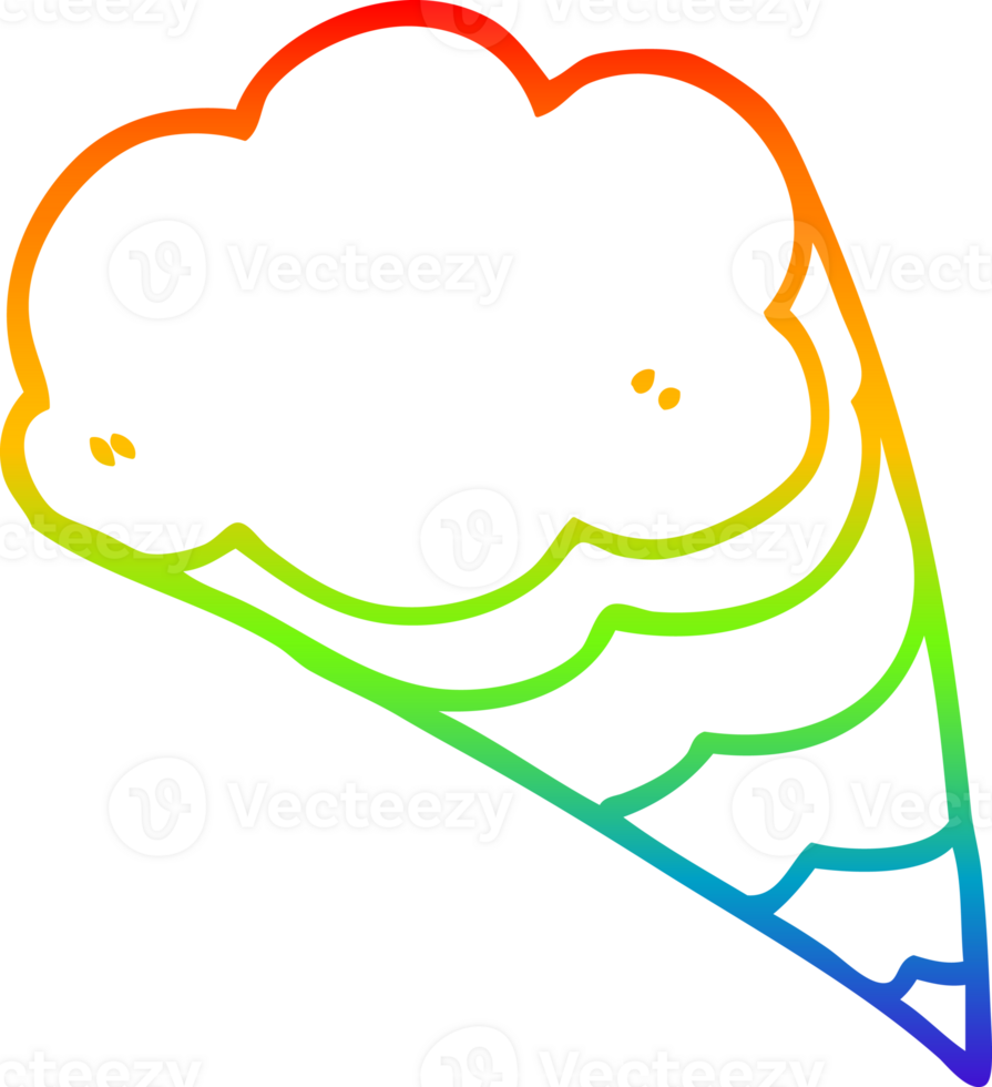 rainbow gradient line drawing of a cartoon decorative cloud element png