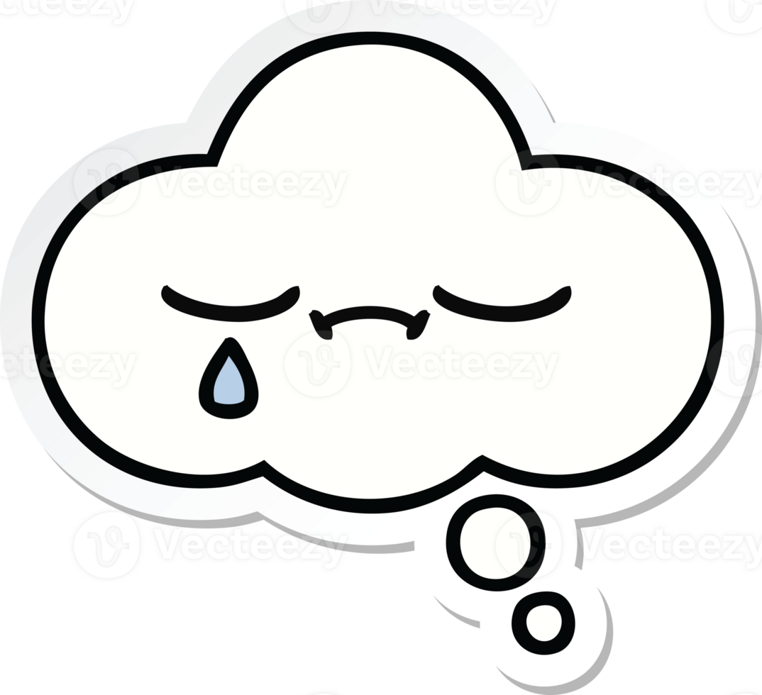 sticker of a cute cartoon thought bubble png