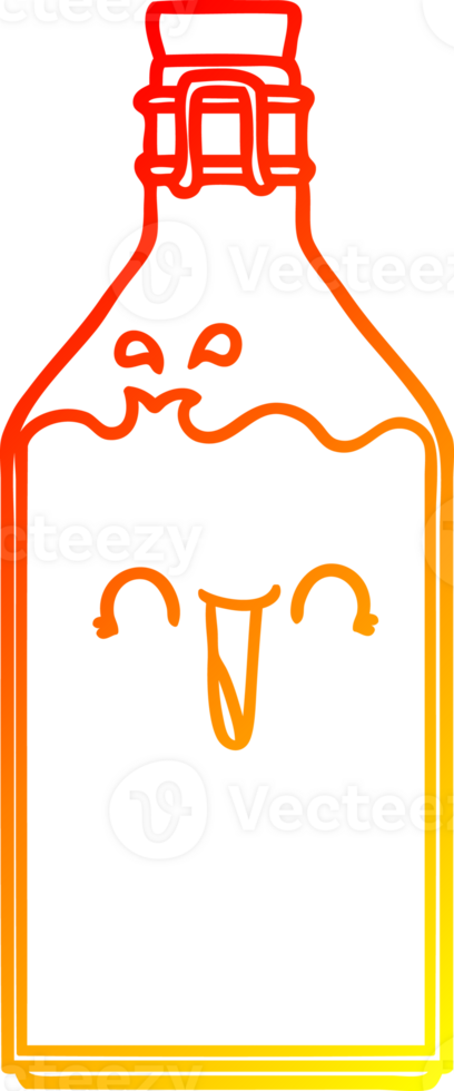warm gradient line drawing of a cartoon old juice bottle png