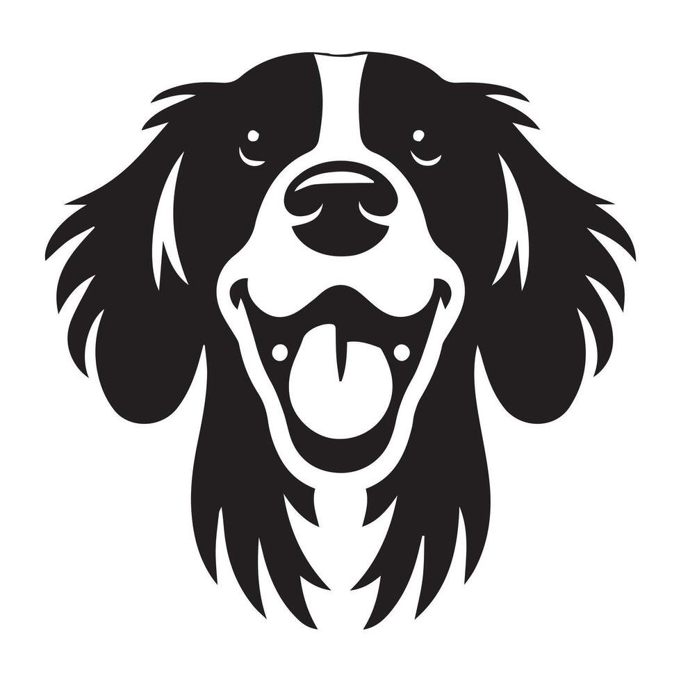 illustration of A Excited English Springer Spaniel dog face in black and white vector