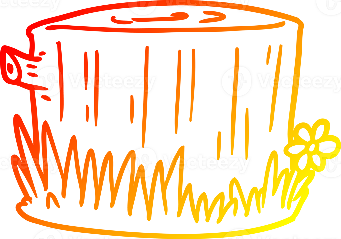 warm gradient line drawing of a cartoon tree stump png