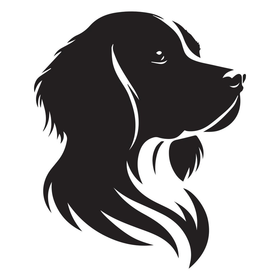 illustration of A Pensive English Springer Spaniel dog face in black and white vector
