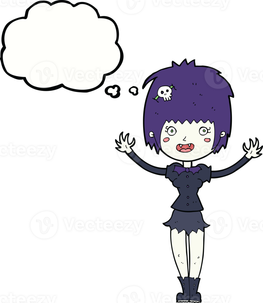 cartoon vampire girl with thought bubble png
