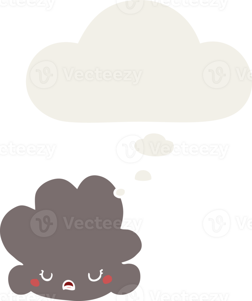 cartoon cloud with thought bubble in retro style png