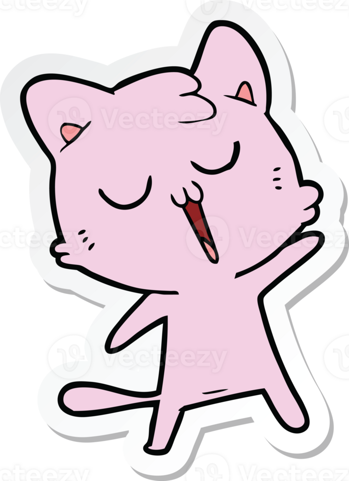sticker of a cartoon cat singing png