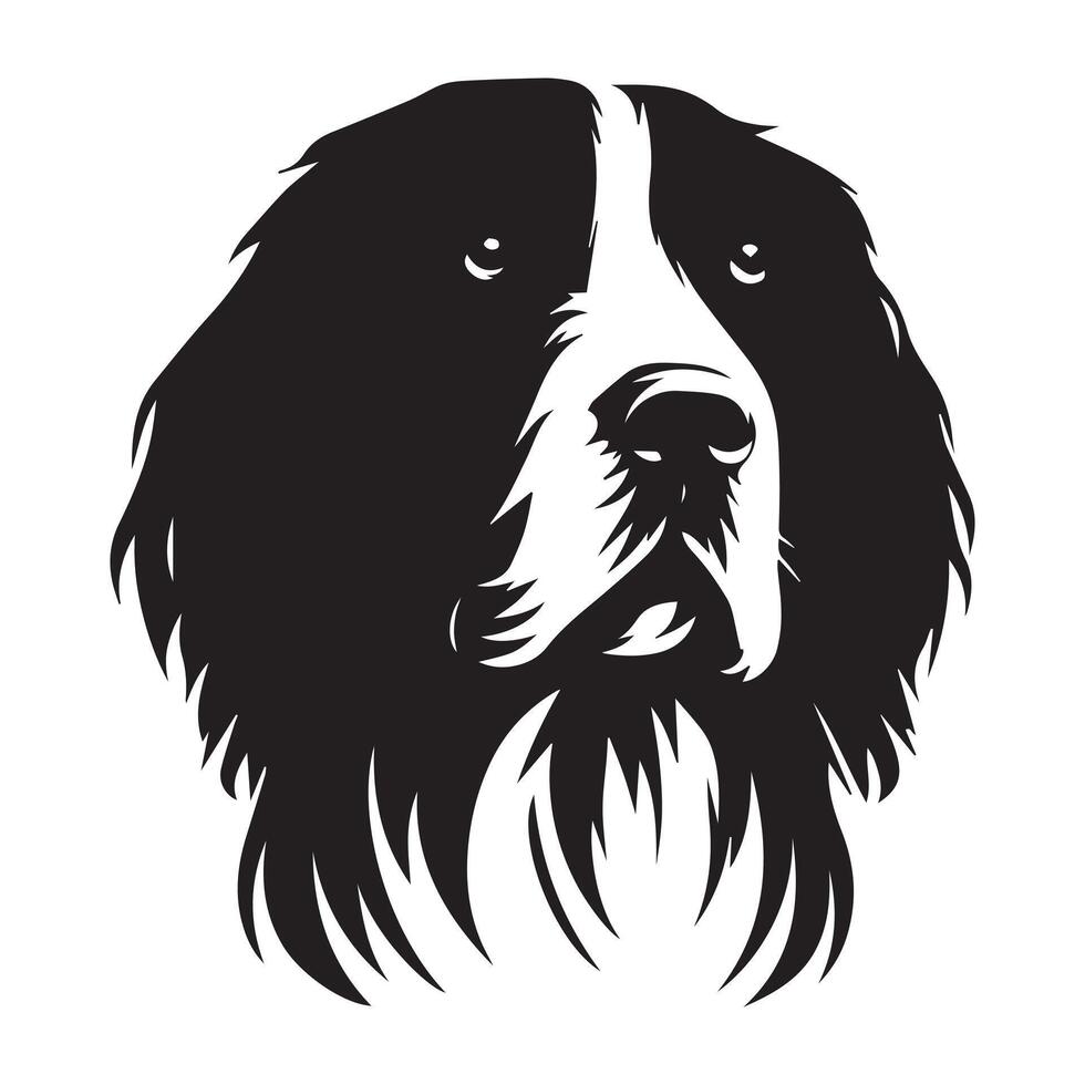 illustration of A Stoic English Springer Spaniel dog face in black and white vector