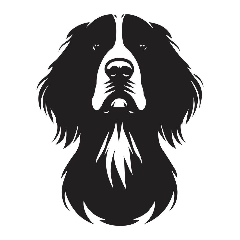 illustration of a Confident English Springer Spaniel dog face in black and white vector