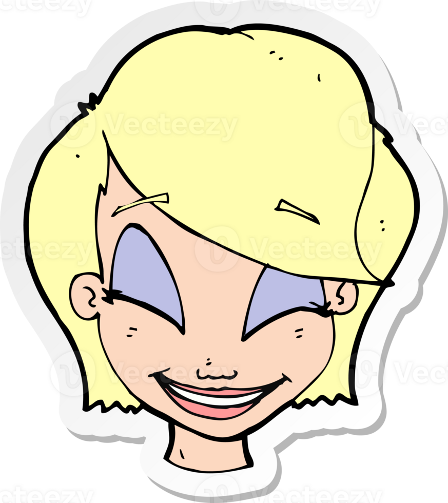sticker of a cartoon pretty female face png