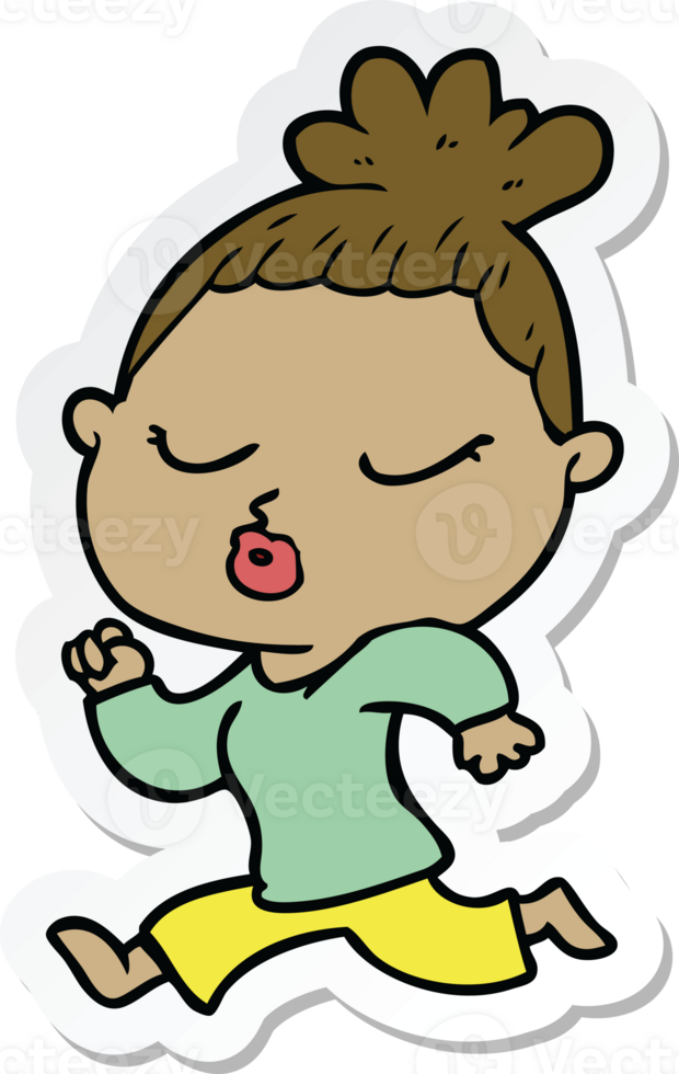 sticker of a cartoon calm woman png