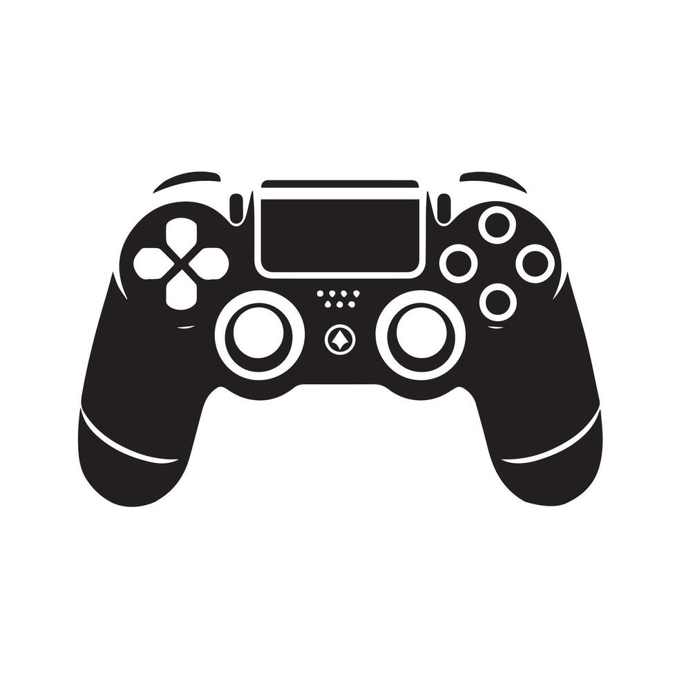 A gaming controller black and white silhouette illustration vector
