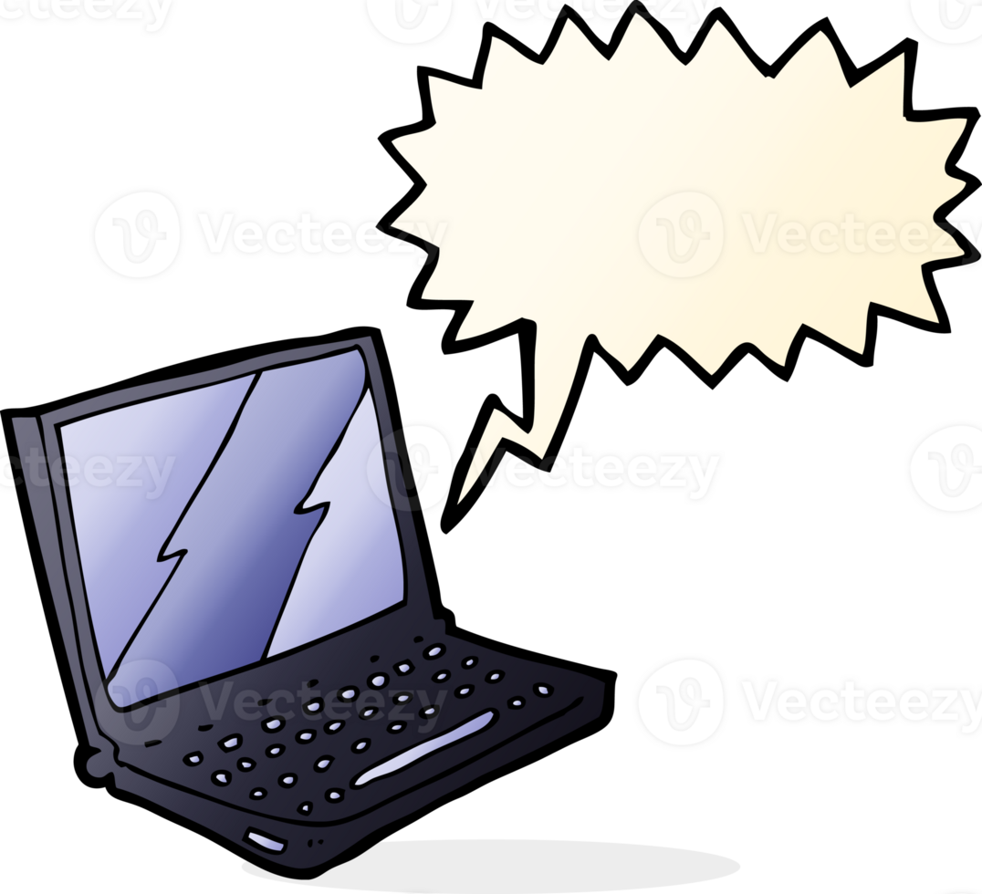 cartoon laptop computer with speech bubble png