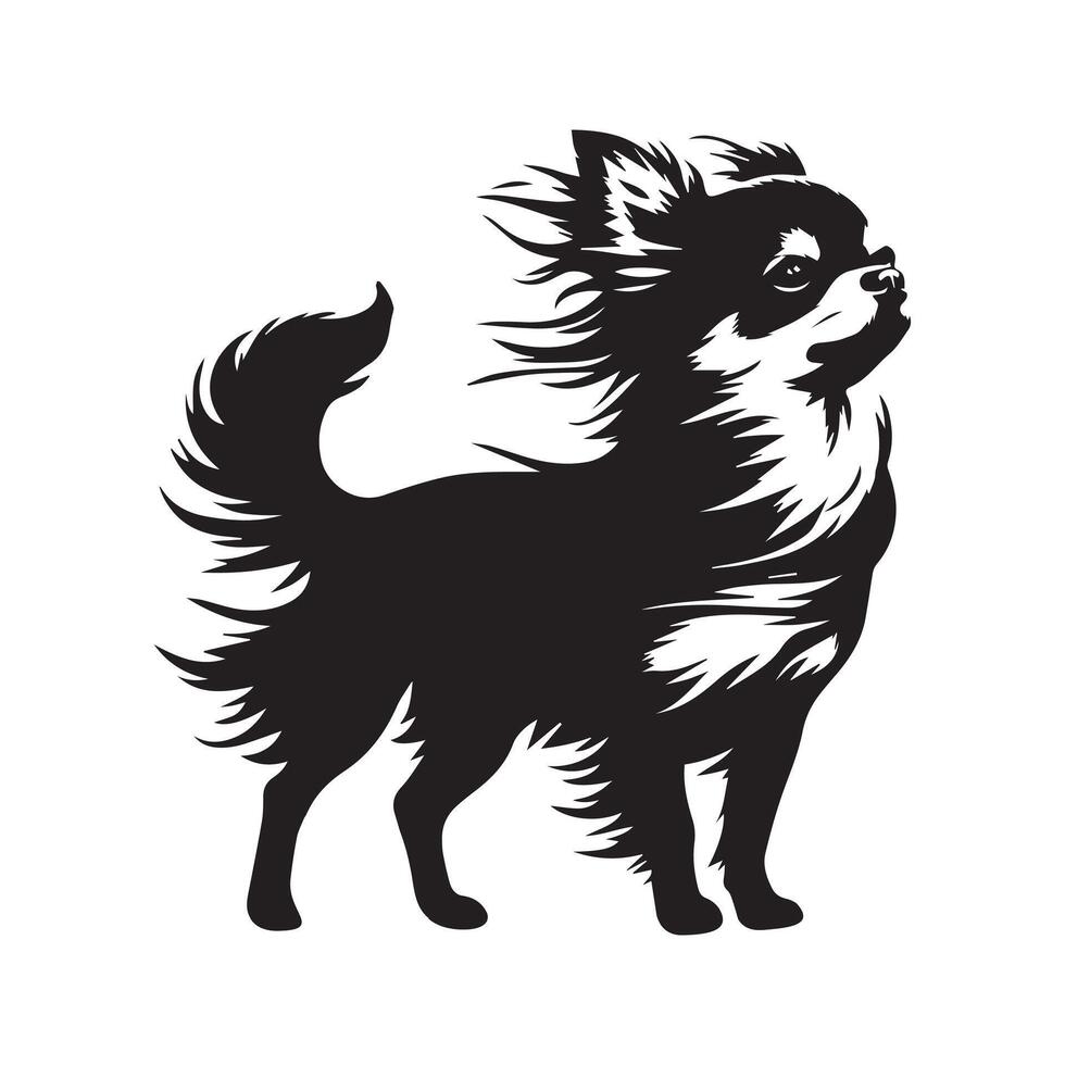A Chihuahua Enjoying a gentle breeze fur ruffling slightly illustration vector