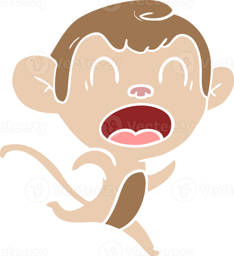 shouting flat color style cartoon monkey running png