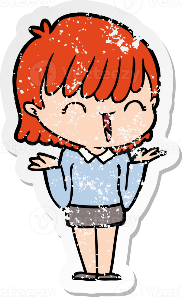 distressed sticker of a cartoon woman png