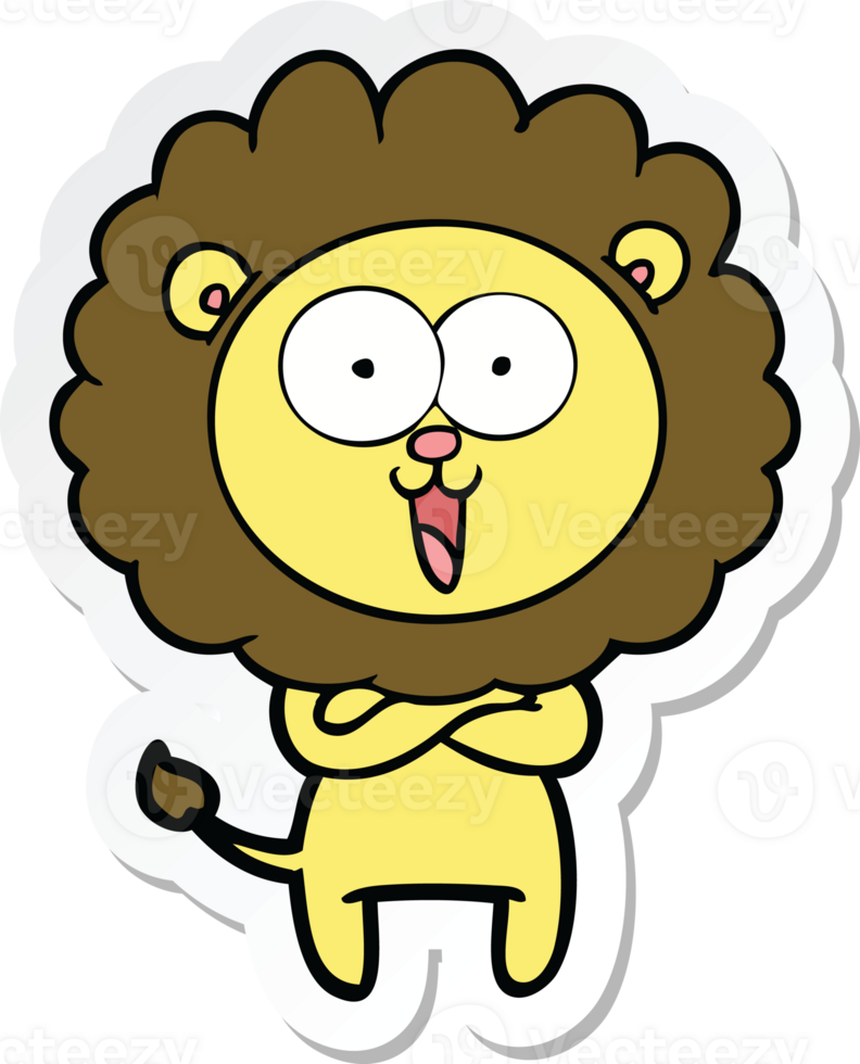 sticker of a happy cartoon lion png