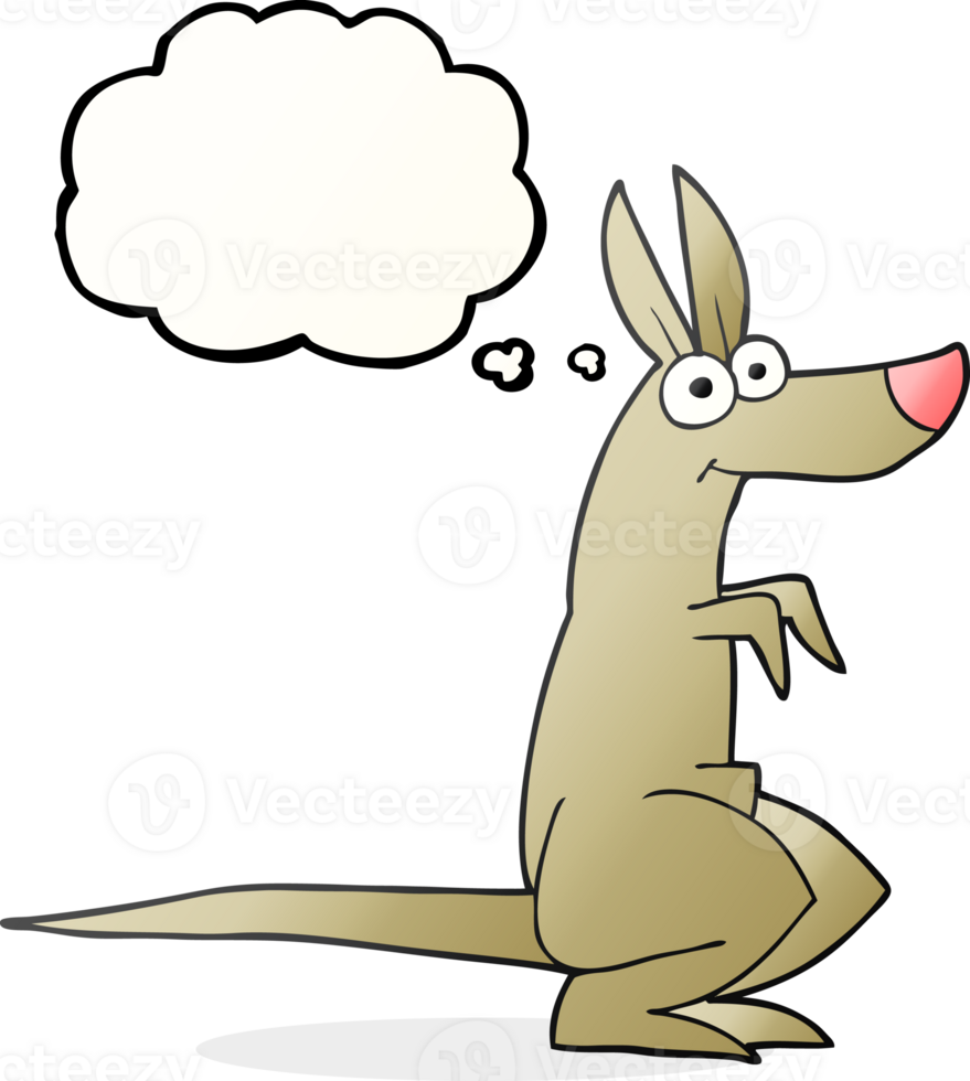 hand drawn thought bubble cartoon kangaroo png