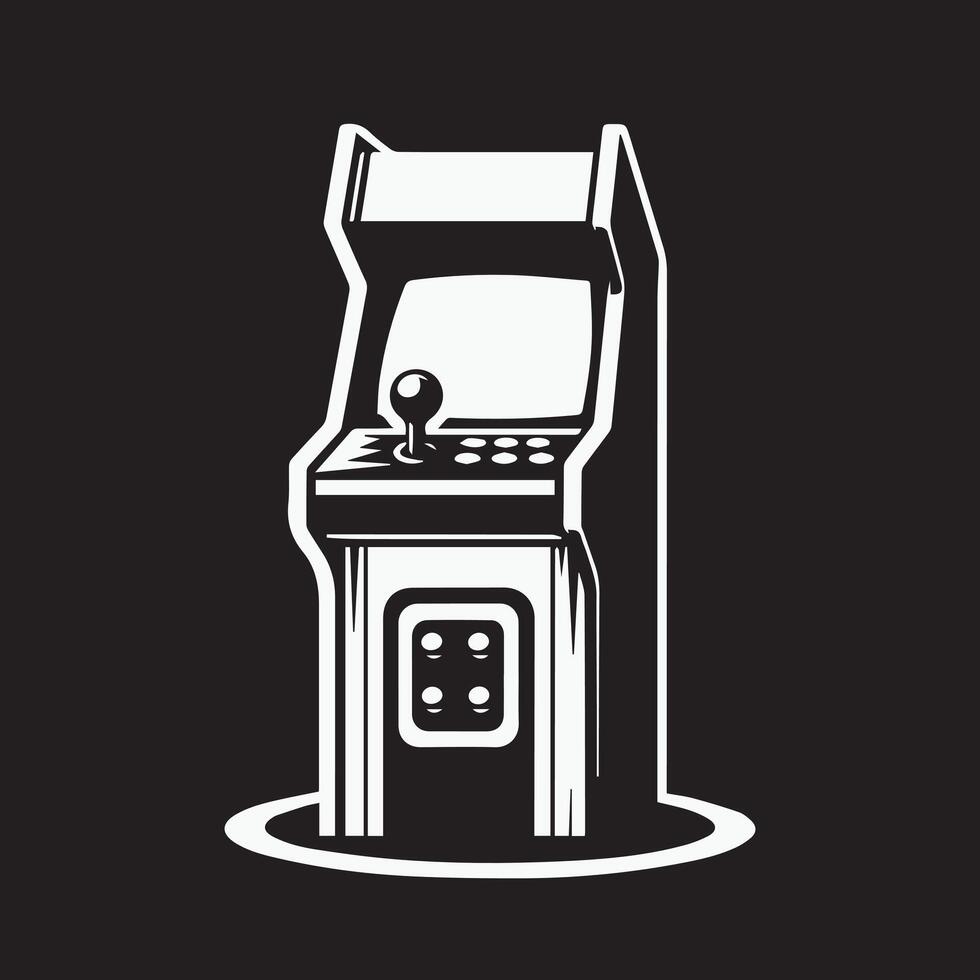 black and white silhouette illustration of a vintage arcade vector