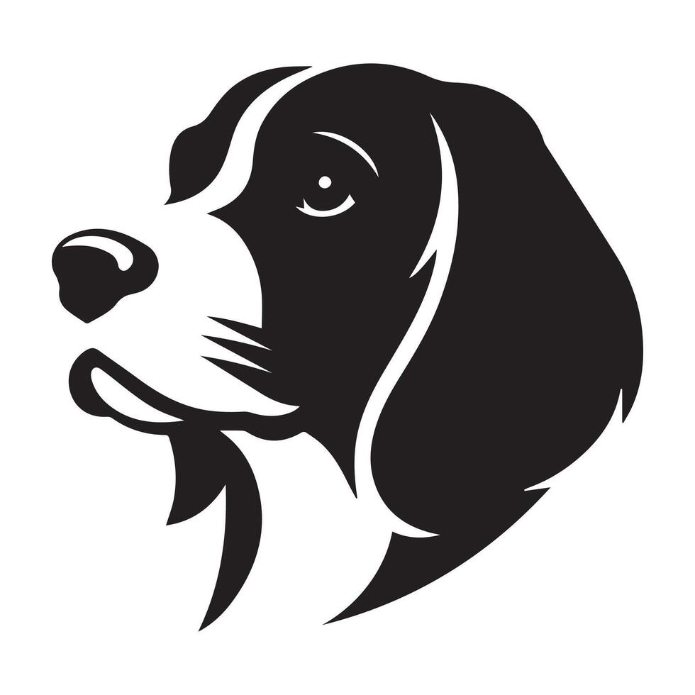 illustration of a Thoughtful English Springer Spaniel dog face in black and white vector