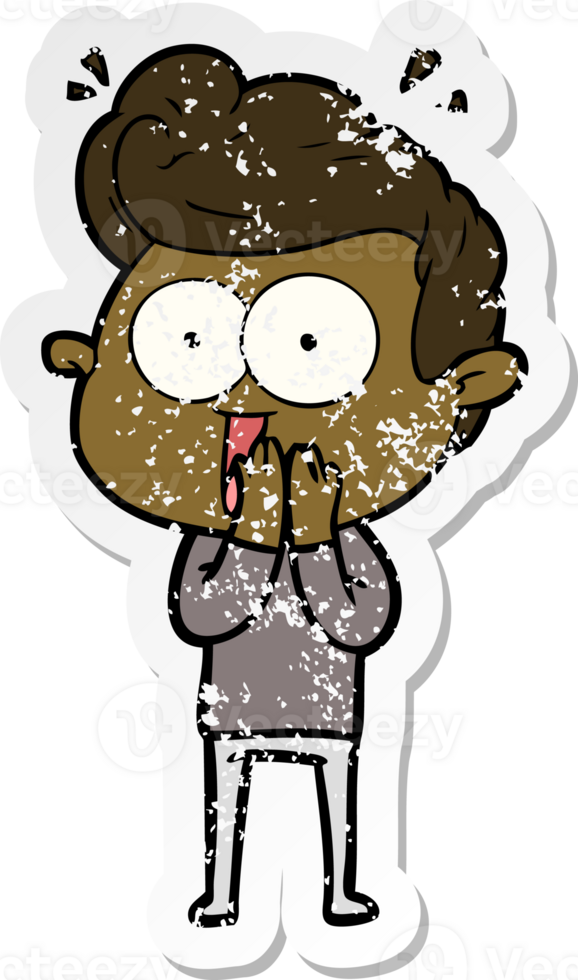 distressed sticker of a cartoon man png