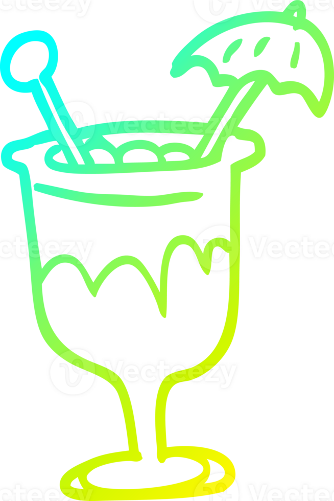 cold gradient line drawing of a cartoon cocktail png