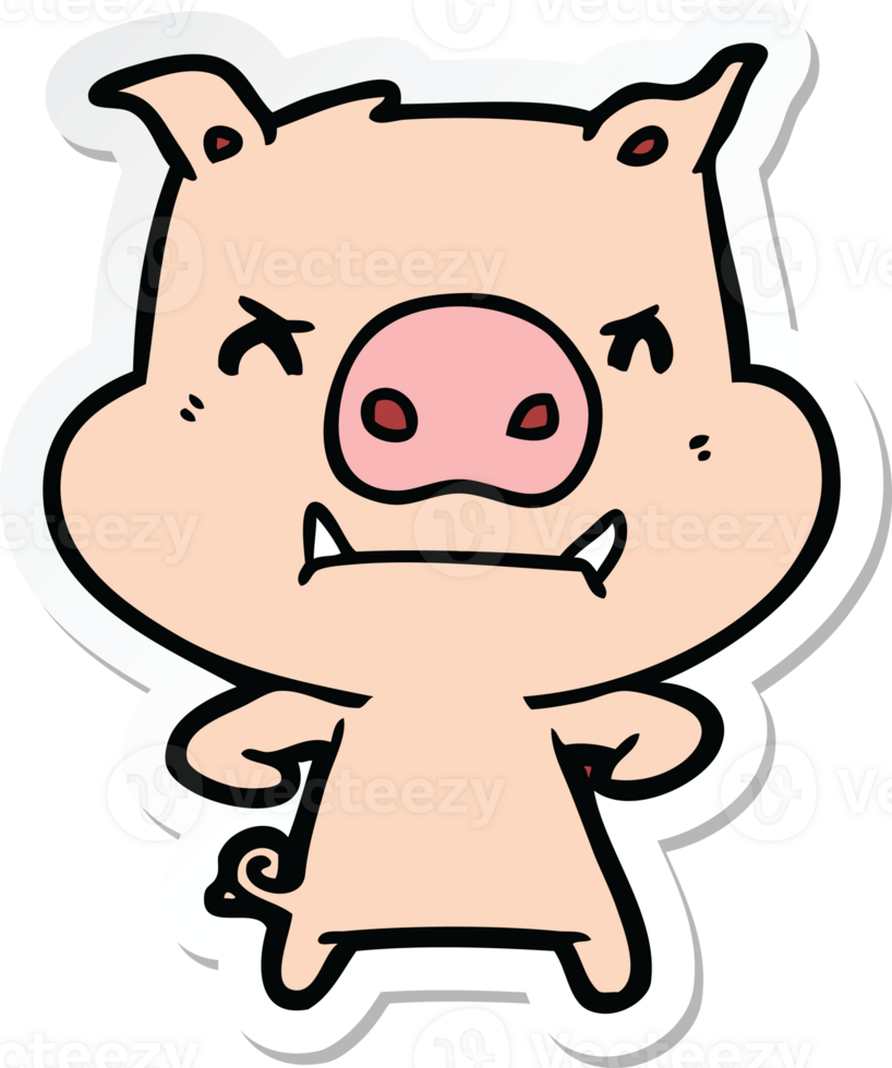 sticker of a angry cartoon pig png
