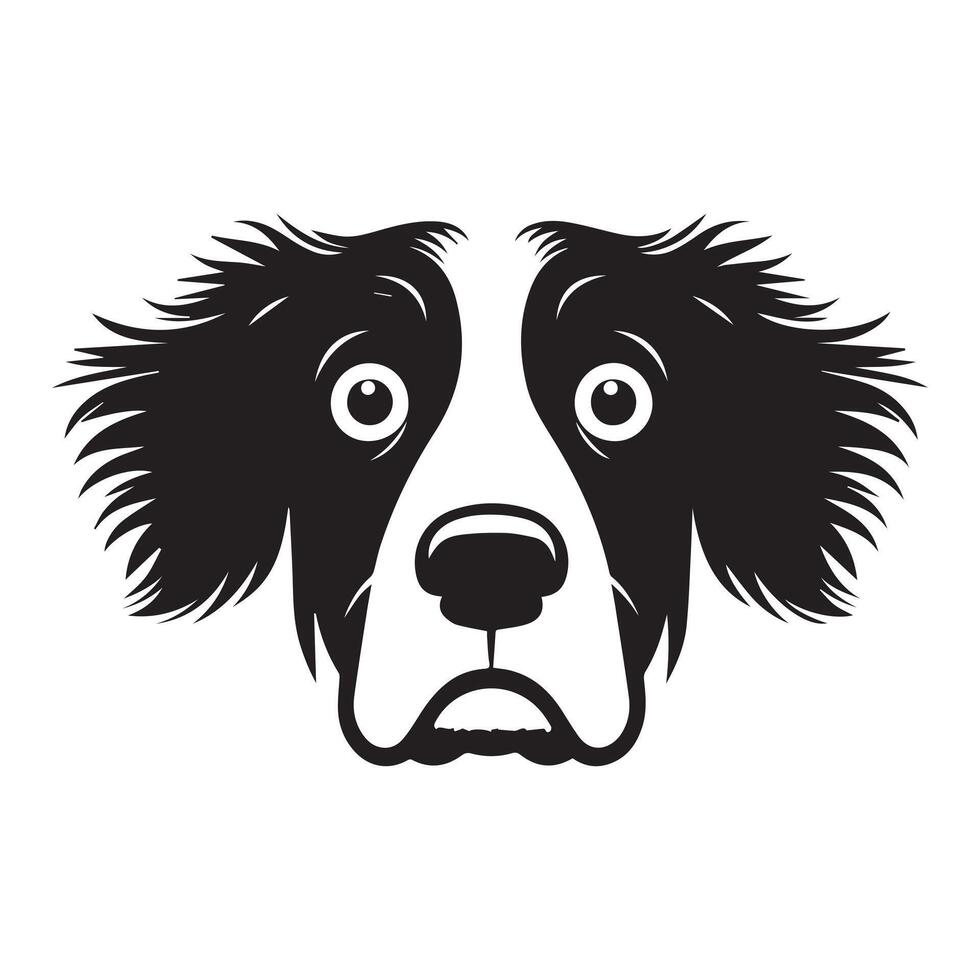 illustration of A Anxious English Springer Spaniel dog face in black and white vector