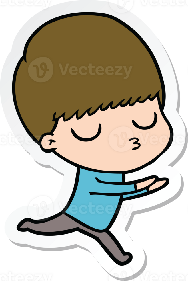 sticker of a cartoon calm boy png