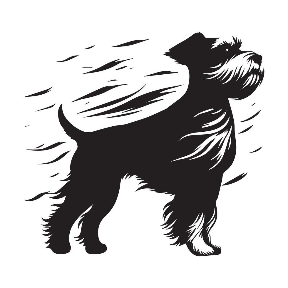 A Miniature Schnauzer Whiskers blowing in the wind illustration vector