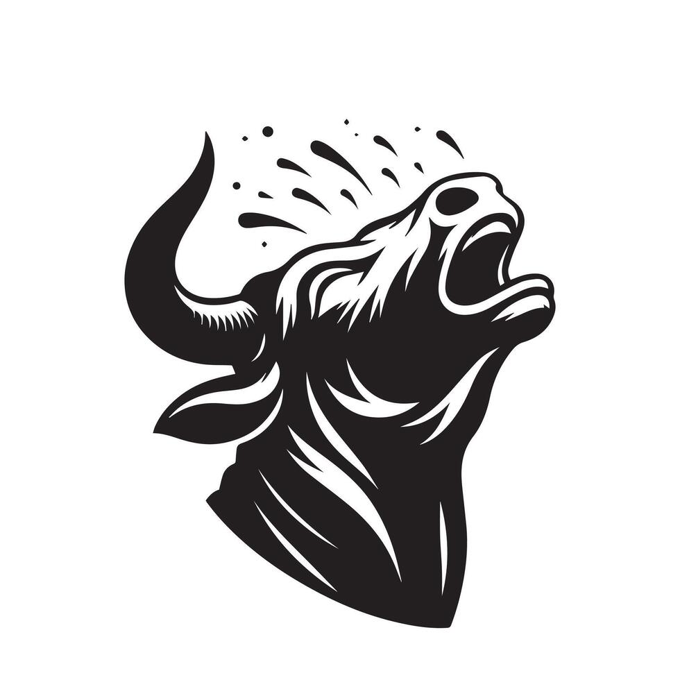 toro - un riendo toro cara logo concepto diseño vector