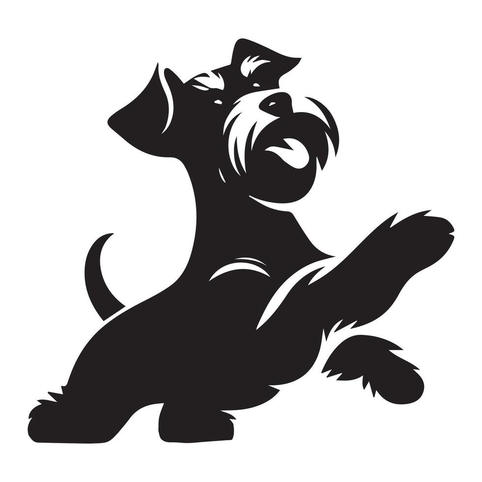illustration of a Playful Schnauzer dog face in black and white vector