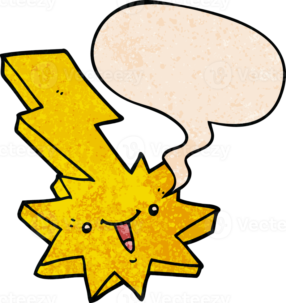 cartoon lightning strike with speech bubble in retro texture style png